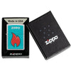 Zippo Teal Red Flame