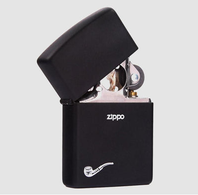 Black Matte Pipe Lighter With Pipe Logo